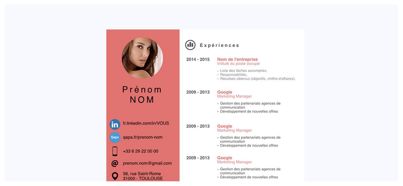 Modèle de CV pour openoffice coloré