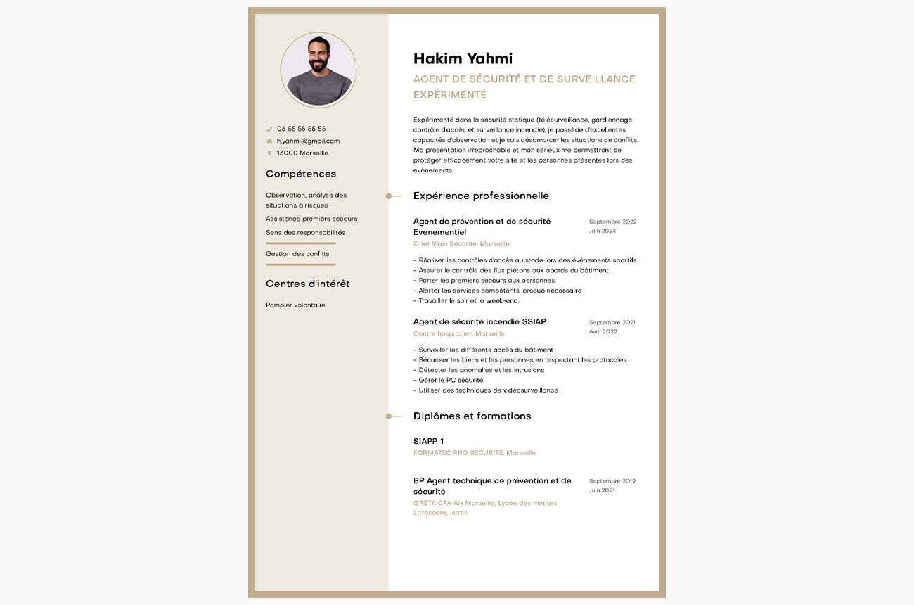 cv agent de sécurité