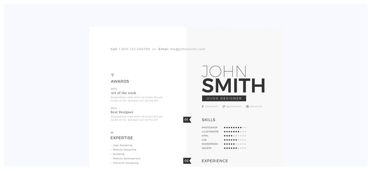 Modèle de CV design monochrome à télécharger