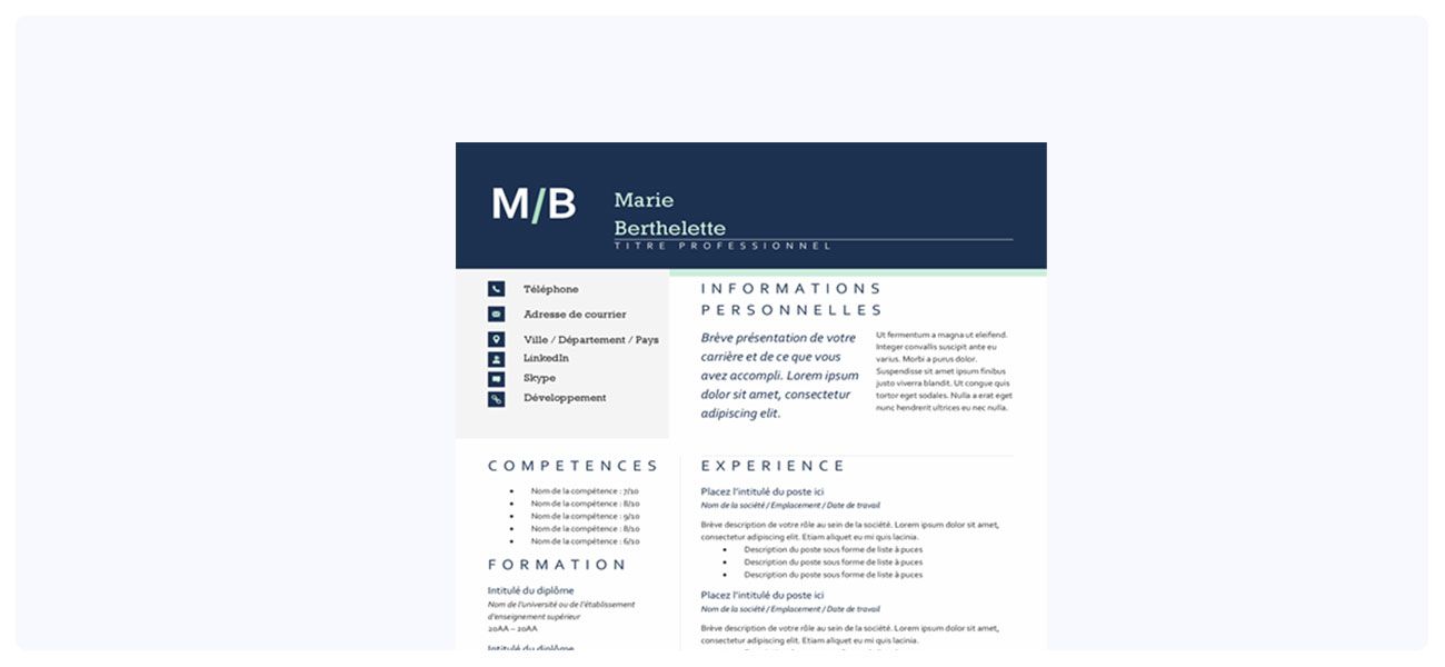 Cv moderne sur Word