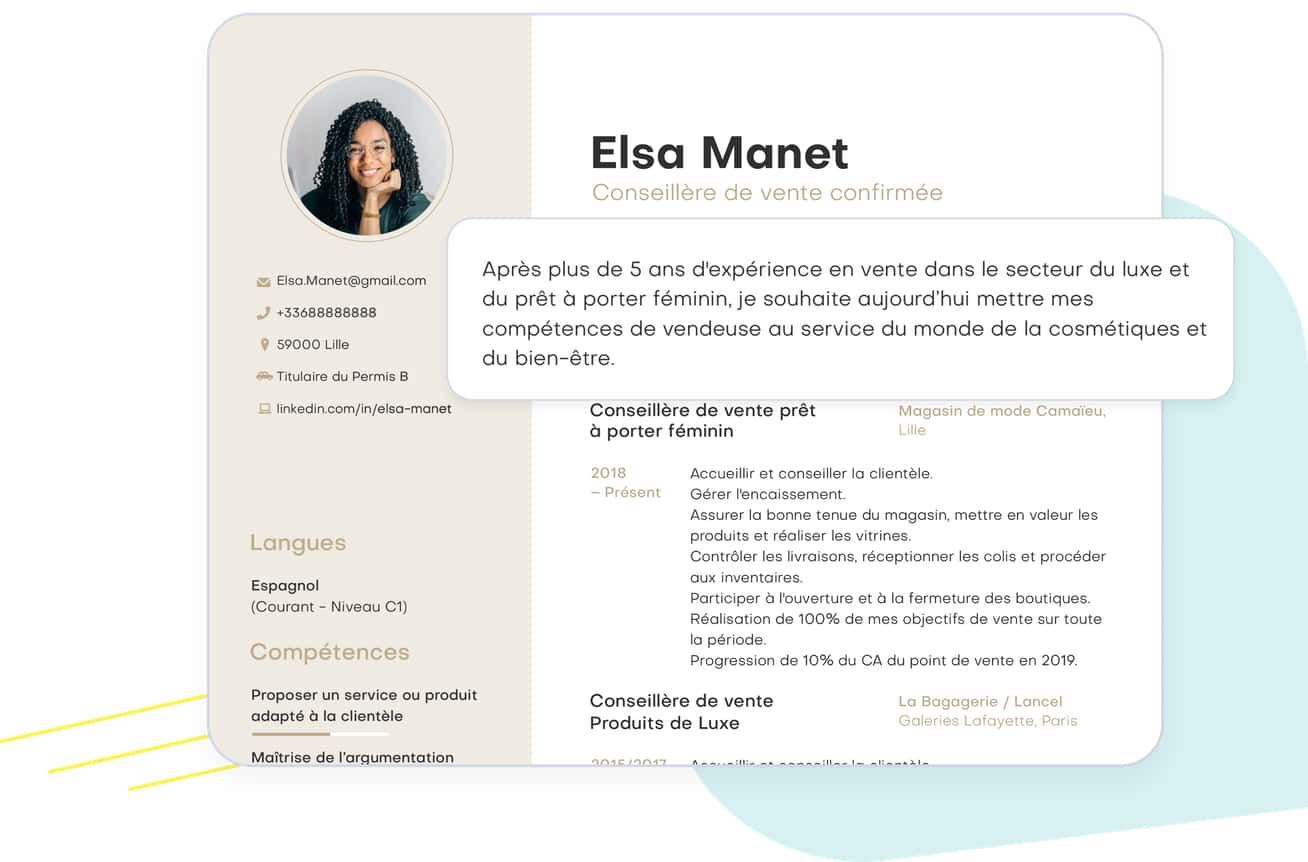 Exemple d'accroche sur un cv