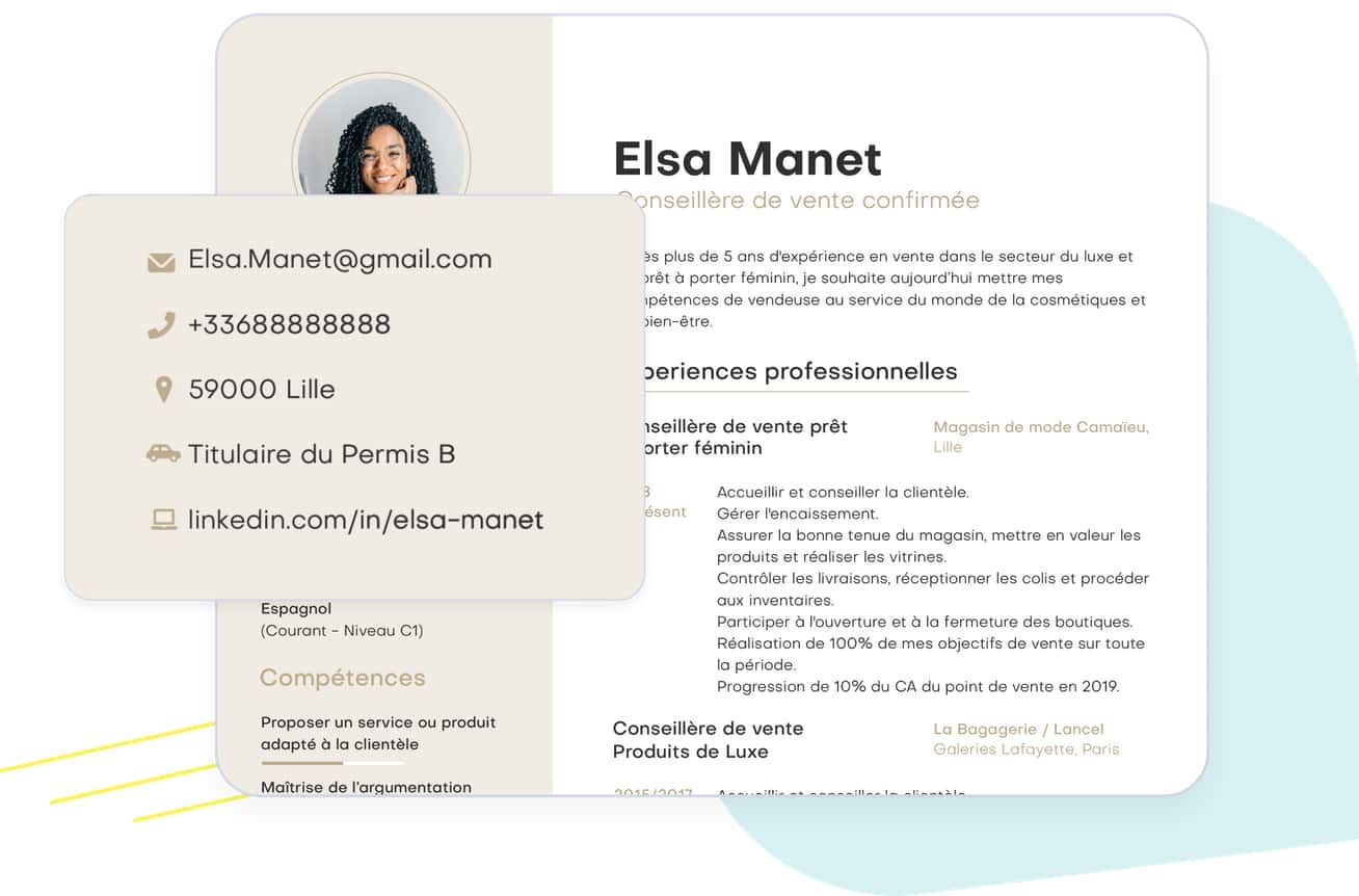 Exemple de la rubrique informations sur un cv