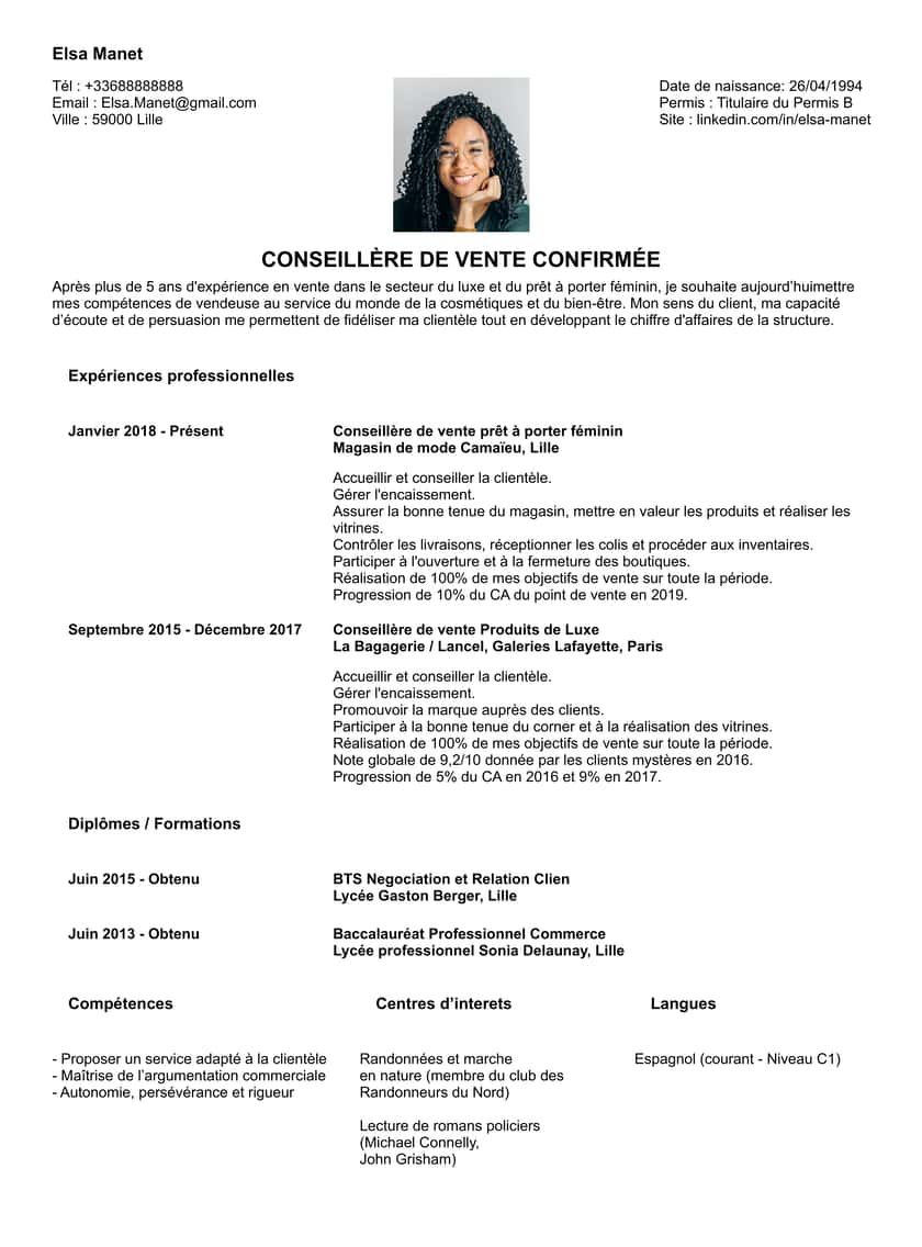 Modèle de cv simple