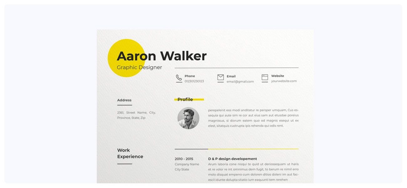 CV graphique colonne jaune