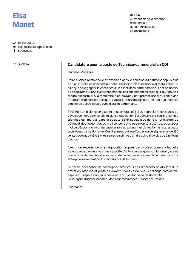 Lettre de motivation