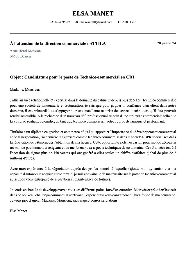 Lettre de motivation