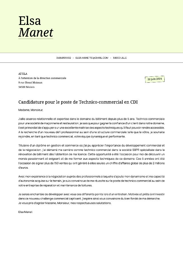 Lettre de motivation