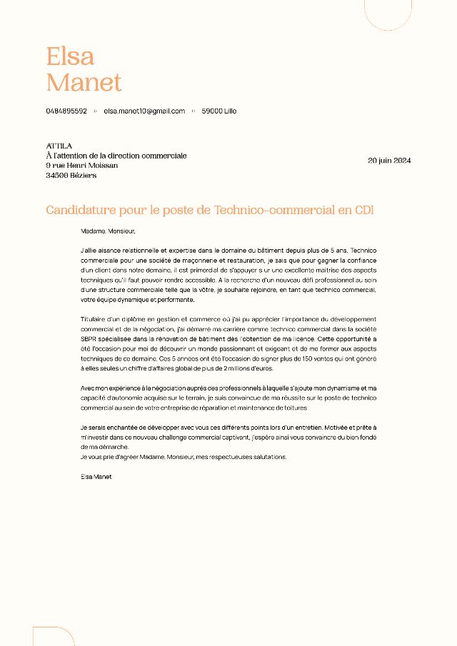Lettre de motivation