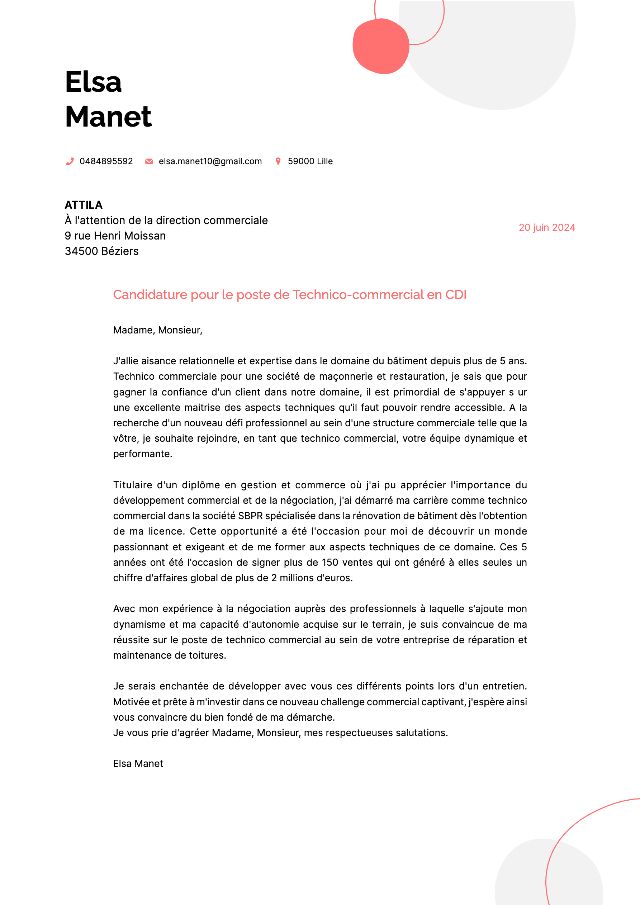 Lettre de motivation